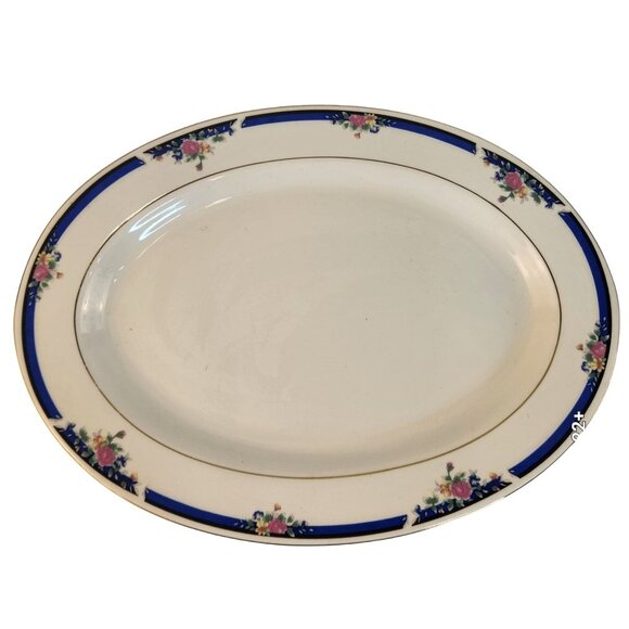 Royal Majestic Fine China Oval Serving Platter Morning Rose 8433 Floral Gold Tri - Picture 2 of 8